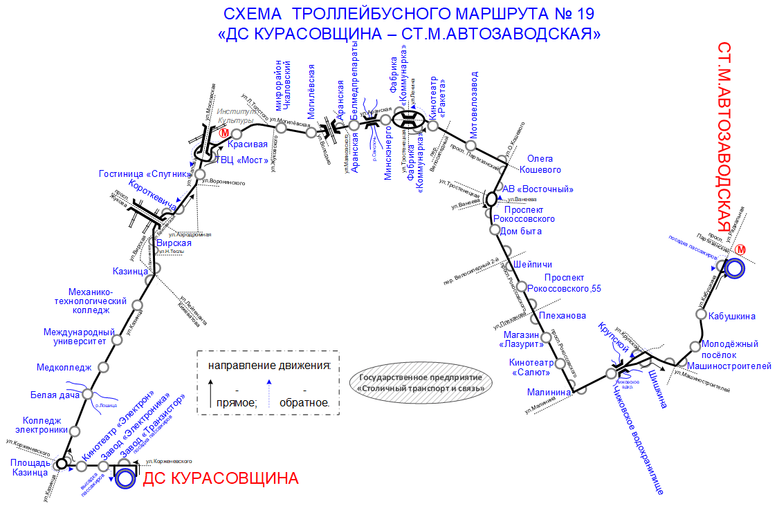 Схема троллейбусного маршрута №19