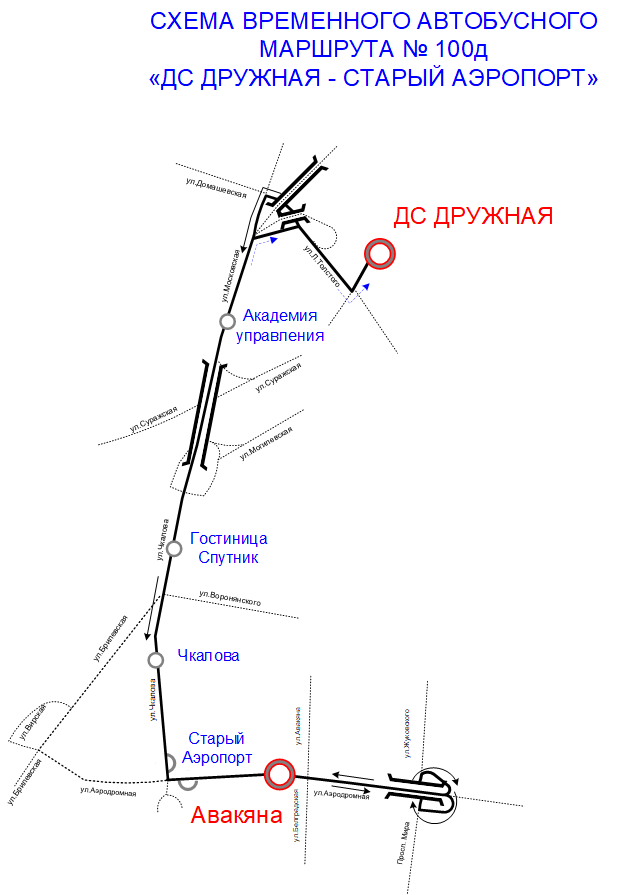 Схема маршрута №100д на 23.09.2023