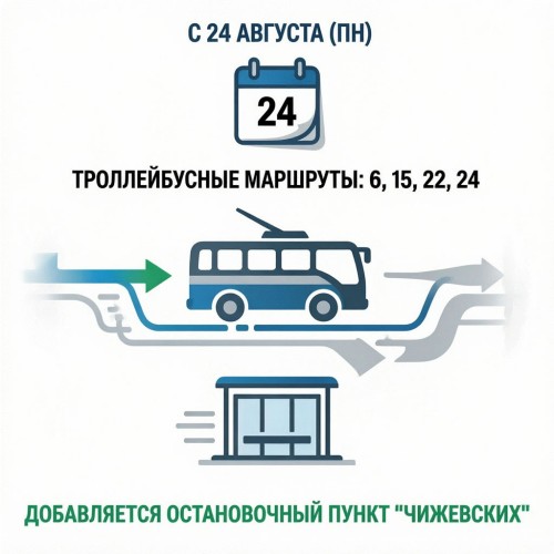 Дополнительный ост. пункт «Чижевских» для троллейбусных маршрутов № 6, 15, 22, 24.